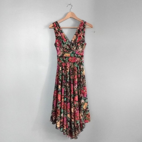 Vintage 70s floral dress with asymmetrical hem xs - Picture 5 of 6